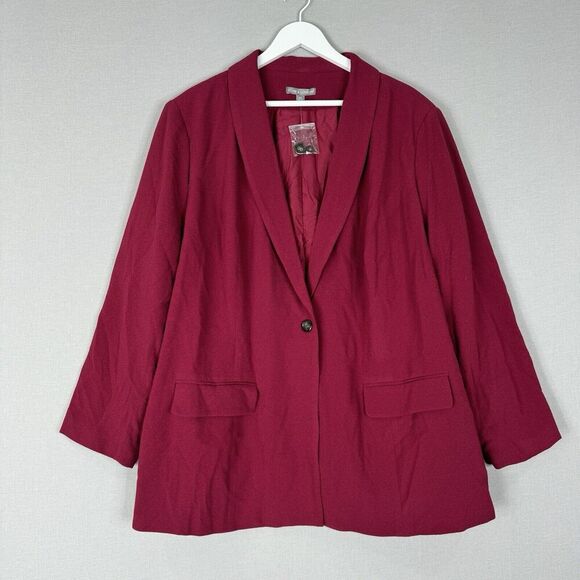 Jessica London Womens Jacket 28W Pink Single Button Knit Blazer Comfy Romantic